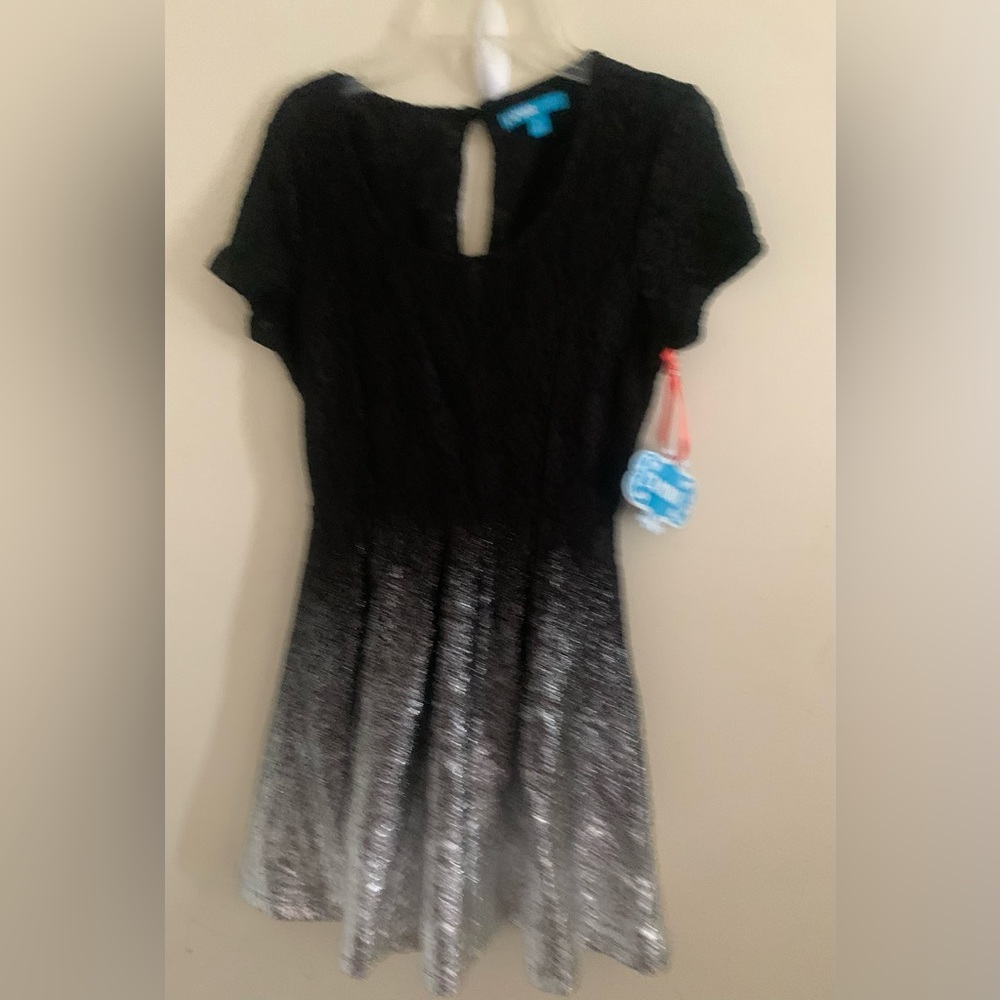 L'Amour by Nanette Lepore Black and Silver Party Dress
